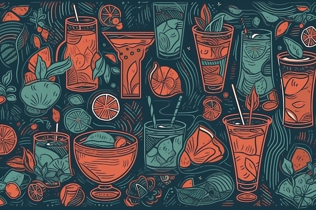 Foto hintergrund der schönen cocktails im linearen stil