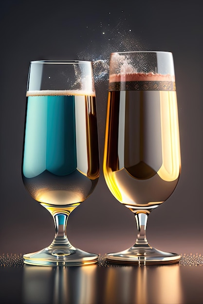Hintergrund der Silvesterfeier mit zwei Champagnergläsern