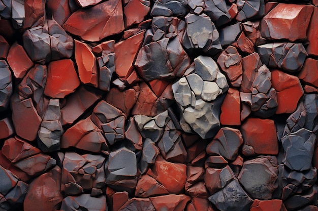 Hintergrund der Steinmauer Textur Rote und schwarze Steinmauer Textur