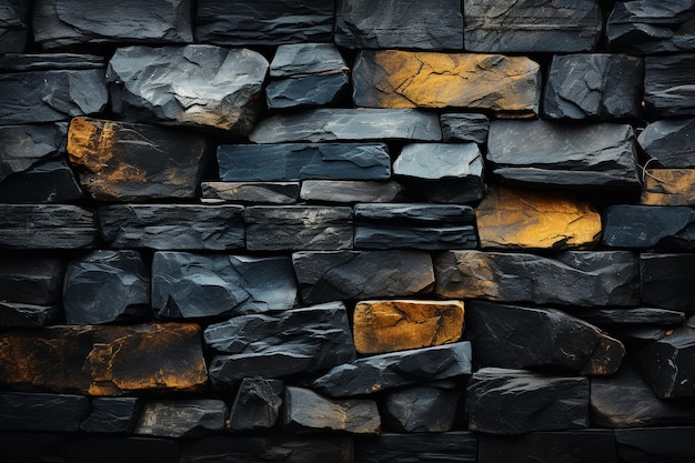 Hintergrund der Textur der schwarzen Steinmauer