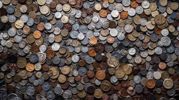 Hintergrund der verstreuten Münzen Generative KI