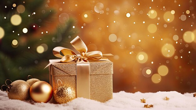 Hintergrund der Weihnachtsdekoration in einer goldenen Geschenkbox