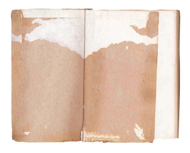 Hintergrund des alten Buches und leere Seiten getrennt auf Weiß