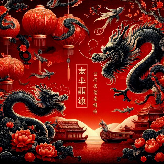 Hintergrund des chinesischen Neujahrs des Drachen