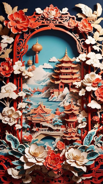Hintergrund des chinesischen Neujahrs sehr detailliert