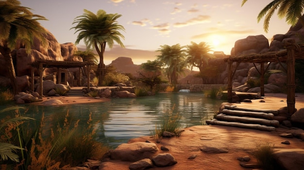 Foto hintergrund des desert oasis retreat