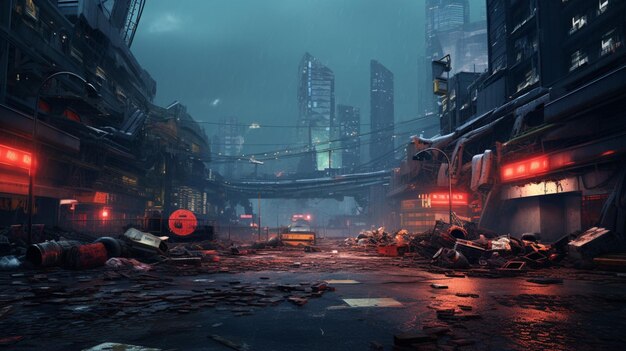 Foto hintergrund des dystopian city-spiels