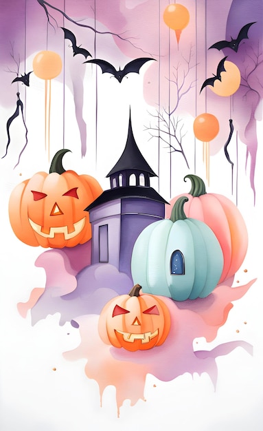 Hintergrund des Halloween-Posters mit Aquarell