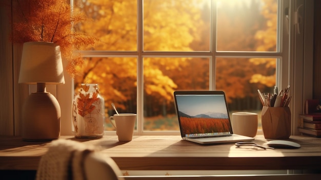 Hintergrund des herbstlichen gemütlichen Hauses