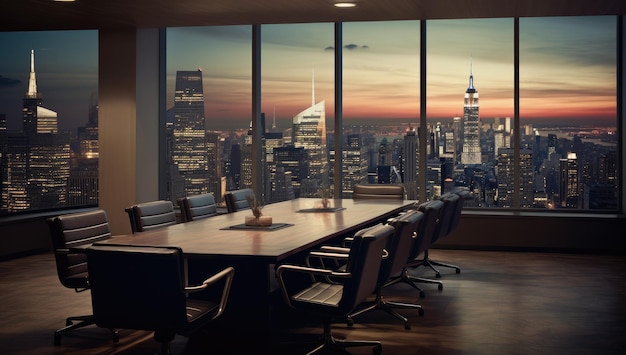 Hintergrund des Konferenzraums mit Blick auf das Stadtbild