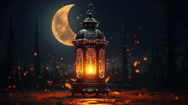 Hintergrund des Ramadan mit einer Kerze Generative Ai