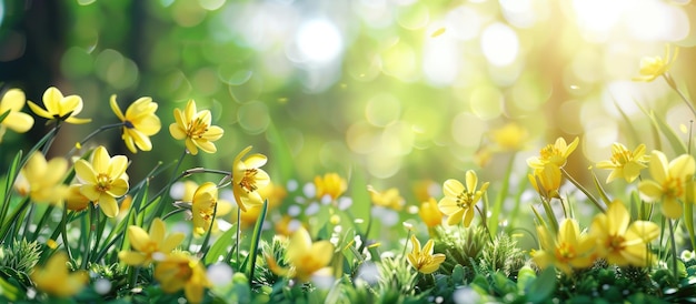Hintergrund des Sommers mit Blumen Hintergrund des Frühlings mit Natur und gelben Blumen
