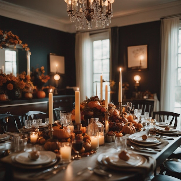 Hintergrund des Thanksgiving-Party-Hauses