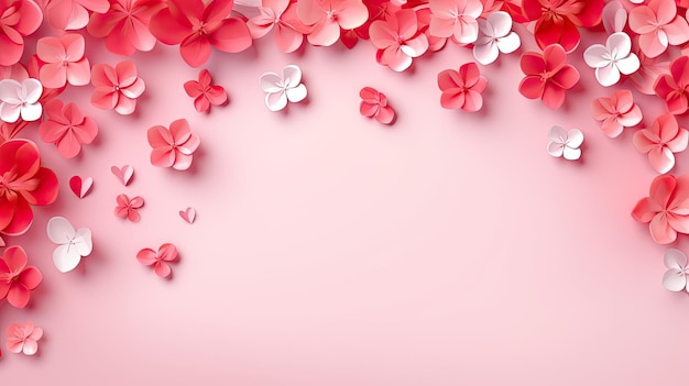 Hintergrund des Valentinstags Banner Blumen und Kopierraum Blumen-Panorama-Hintergrund im Papierschnitt-Stil