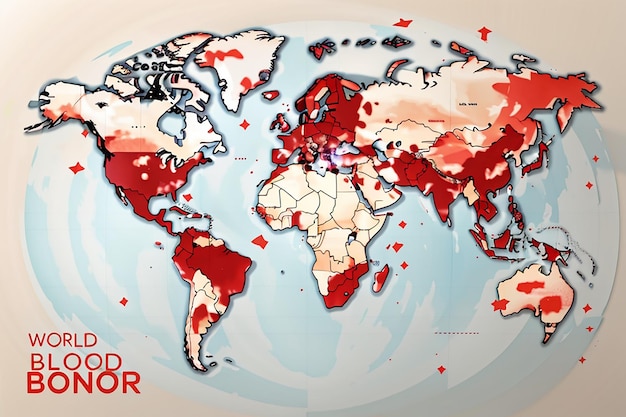 Hintergrund des Weltblutspendertages mit Erdkarte