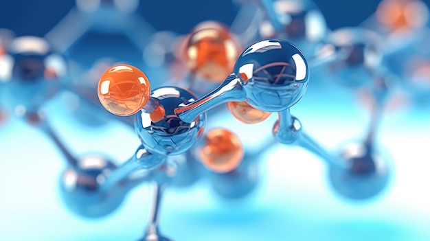 Hintergrund des Wissenschaftslabors Atommolekulare Struktur 3D-Darstellung von Molekül und Atommodell