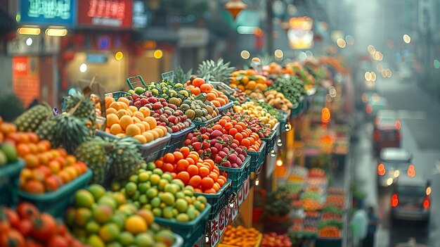 Hintergrund: Ein lebendiger Straßenmarkt voller Aktivitäten