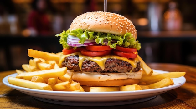 Hintergrund Foto von Pommes Burger-Essen