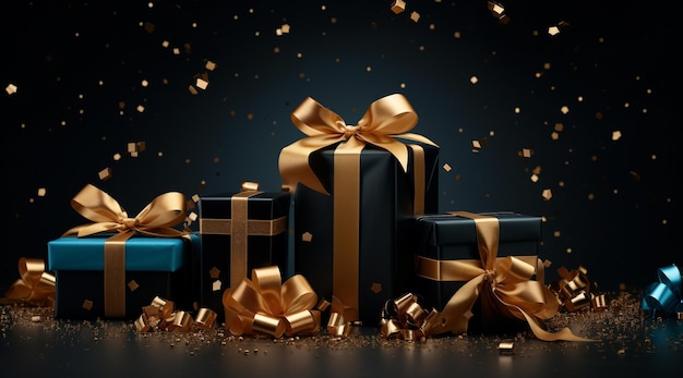 Hintergrund für Boxing Day mit Geschenkkiste und Goldband für Weihnachten Black Friday