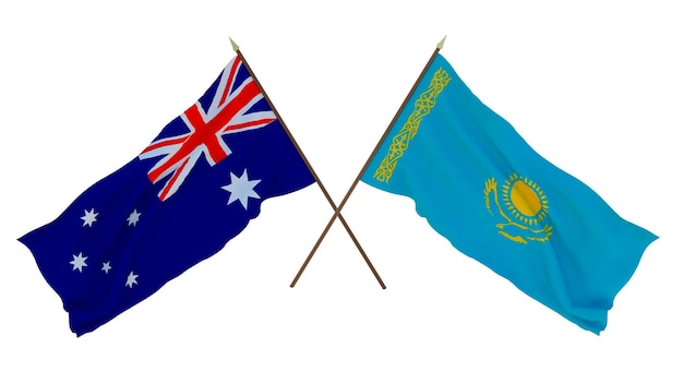 Hintergrund für Designer Illustratoren Flaggen zum Nationalen Unabhängigkeitstag Australien und Kasachstan