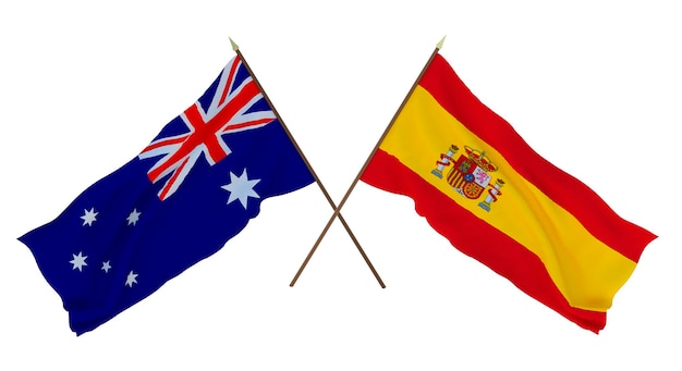 Hintergrund für Designer Illustratoren Flaggen zum Nationalen Unabhängigkeitstag Australien und Spanien