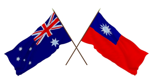 Hintergrund für Designer Illustratoren Flaggen zum Nationalen Unabhängigkeitstag Australien und Taiwan