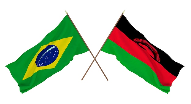 Hintergrund für Designer Illustratoren Flaggen zum Nationalen Unabhängigkeitstag Brasilien und Malawi