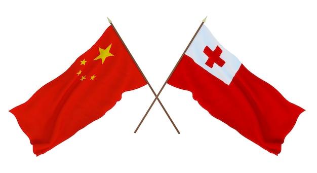 Hintergrund für Designer Illustratoren Flaggen zum Nationalen Unabhängigkeitstag China und Tonga