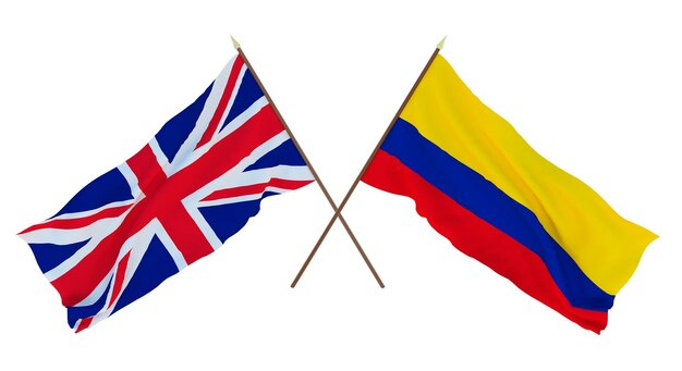Hintergrund für Designer Illustratoren Flaggen zum Nationalen Unabhängigkeitstag Das Vereinigte Königreich von Großbritannien und Nordirland und Kolumbien