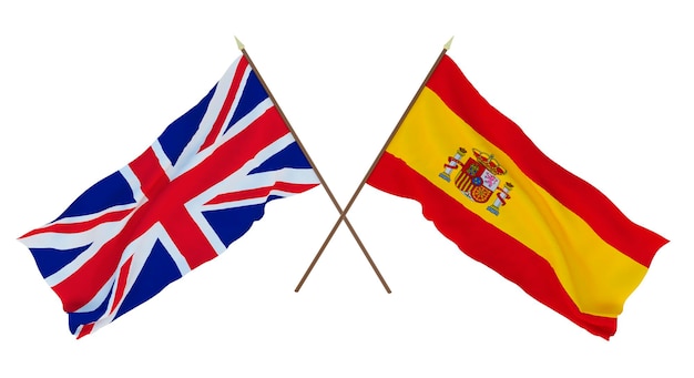Hintergrund für Designer Illustratoren Flaggen zum Nationalen Unabhängigkeitstag Das Vereinigte Königreich von Großbritannien und Nordirland und Spanien