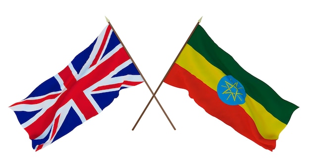 Hintergrund für Designer Illustratoren Flaggen zum Nationalen Unabhängigkeitstag Das Vereinigte Königreich von Großbritannien und Nordirland und Äthiopien