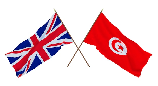 Hintergrund für Designer Illustratoren Flaggen zum Nationalen Unabhängigkeitstag Das Vereinigte Königreich von Großbritannien und Nordirland und Tunesien