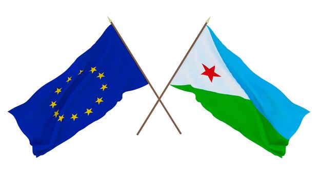 Hintergrund für Designer Illustratoren Flaggen zum Nationalen Unabhängigkeitstag Die Europäische Union und Dschibuti