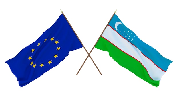 Hintergrund für Designer Illustratoren Flaggen zum Nationalen Unabhängigkeitstag Die Europäische Union und Usbekistan