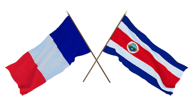 Hintergrund für Designer Illustratoren Flaggen zum Nationalen Unabhängigkeitstag Frankreich und Costa Rica