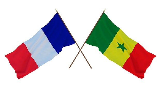 Hintergrund für Designer Illustratoren Flaggen zum Nationalen Unabhängigkeitstag Frankreich und Senegal