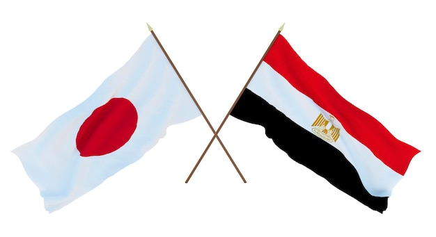 Hintergrund für Designer Illustratoren Flaggen zum Nationalen Unabhängigkeitstag Japan und Ägypten