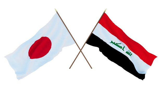 Hintergrund für Designer Illustratoren Flaggen zum Nationalen Unabhängigkeitstag Japan und Irak