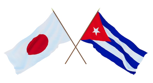 Hintergrund für Designer Illustratoren Flaggen zum Nationalen Unabhängigkeitstag Japan und Kuba