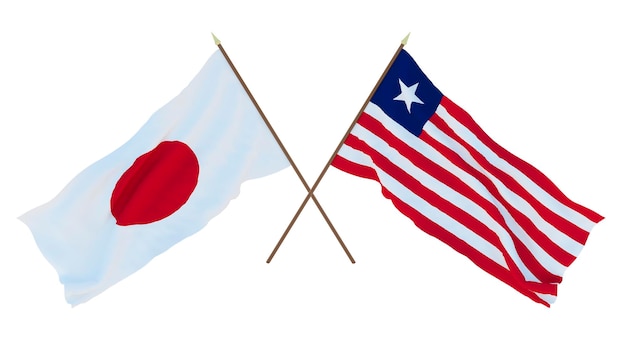 Hintergrund für Designer Illustratoren Flaggen zum Nationalen Unabhängigkeitstag Japan und Liberia