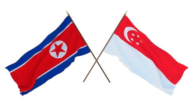 Hintergrund für Designer Illustratoren Flaggen zum Nationalen Unabhängigkeitstag Nordkorea und Singapur