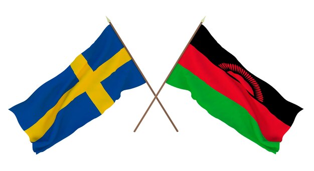 Hintergrund für Designer Illustratoren Flaggen zum Nationalen Unabhängigkeitstag Schweden und Malawi