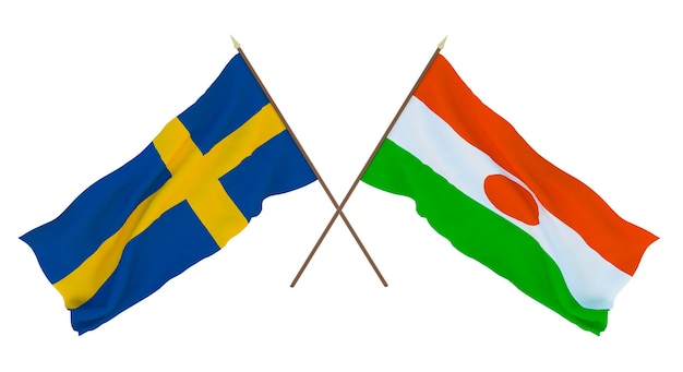 Hintergrund für Designer Illustratoren Flaggen zum nationalen Unabhängigkeitstag Schweden und Niger