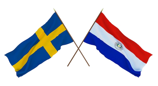 Hintergrund für Designer Illustratoren Flaggen zum Nationalen Unabhängigkeitstag Schweden und Paraguay