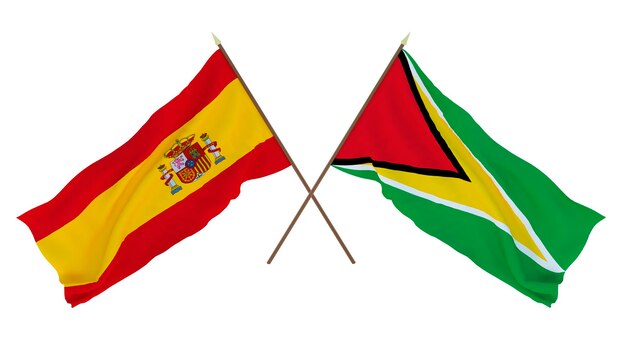 Hintergrund für Designer Illustratoren Flaggen zum Nationalen Unabhängigkeitstag Spanien und Guyana