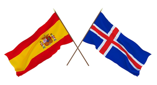 Hintergrund für Designer Illustratoren Flaggen zum Nationalen Unabhängigkeitstag Spanien und Island