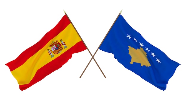 Hintergrund für Designer Illustratoren Flaggen zum Nationalen Unabhängigkeitstag Spanien und Kosovo