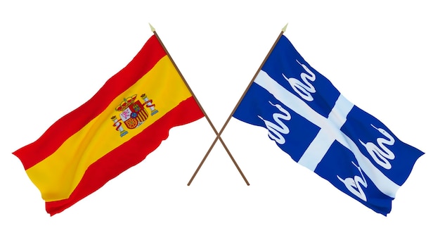 Hintergrund für Designer Illustratoren Flaggen zum Nationalen Unabhängigkeitstag Spanien und Martinique