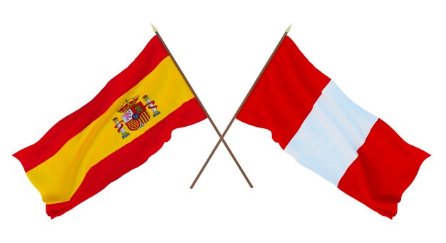 Hintergrund für Designer Illustratoren Flaggen zum Nationalen Unabhängigkeitstag Spanien und Peru