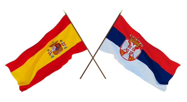 Hintergrund für Designer Illustratoren Flaggen zum Nationalen Unabhängigkeitstag Spanien und Serbien